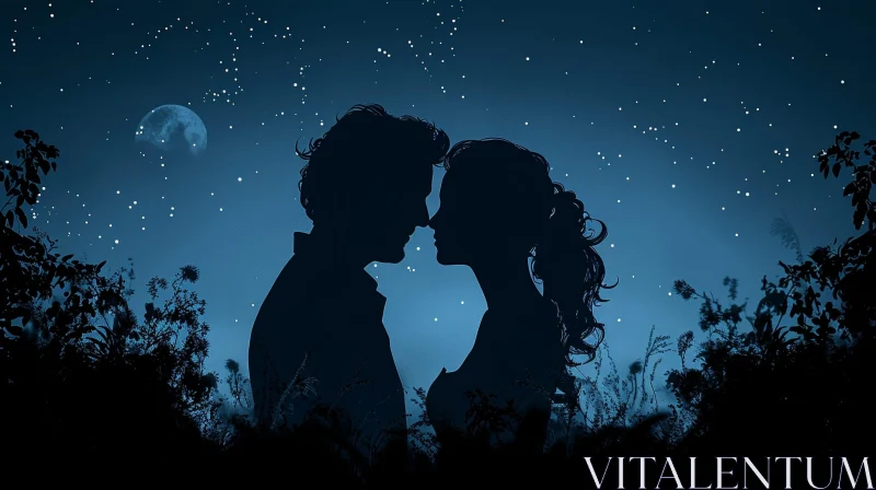 Moonlit Romance in a Field AI Image