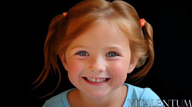Smiling Young Girl Portrait with Red Hair AI Image