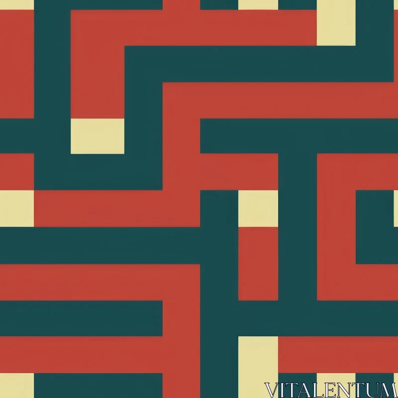 Stylish Geometric Pattern in Red, Green, and Yellow AI Image