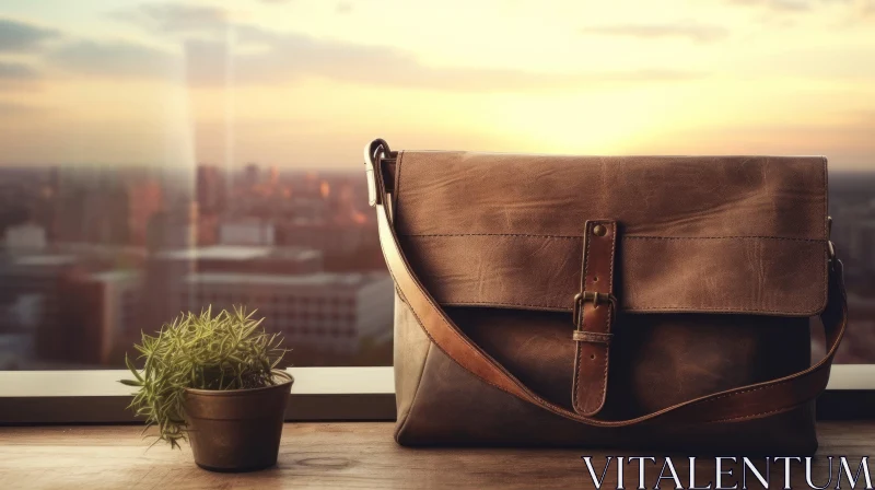 Stylish Leather Messenger Bag for Work and Travel AI Image