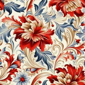 Vintage Floral Pattern on Beige Background