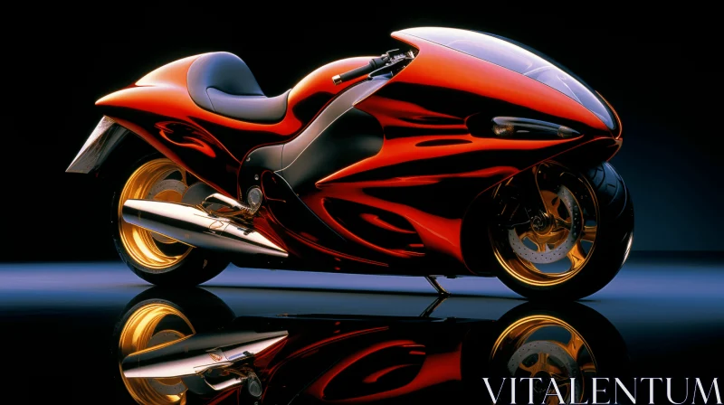 AI ART Captivating Orange Motorcycle Art - Neo-Geo Design