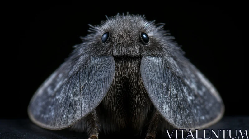 Close-up Photo of Gray and White Moth with Large Black Eyes AI Image