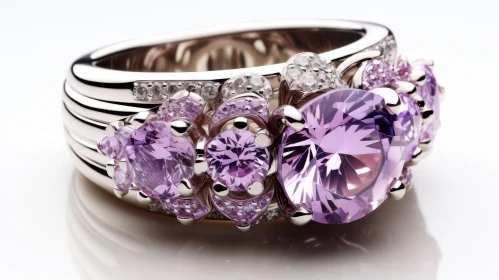 Elegant Silver Ring with Purple Gemstones | Jewelry Photography