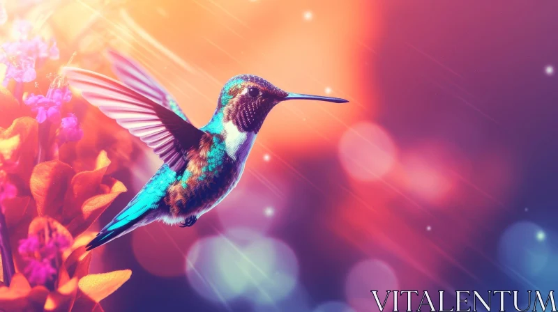 Graceful Hummingbird in Tranquil Surroundings AI Image