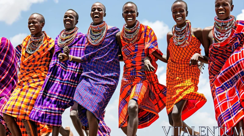 Joyful African Women in Colorful Traditional Clothing AI Image