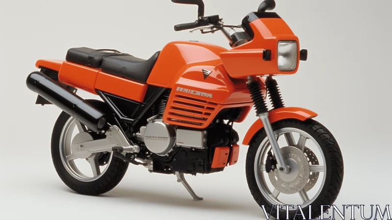 Orange Motorcycle: A Stunning 1980s Style Artwork AI Image