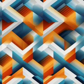 Blue Orange 3D Geometric Pattern