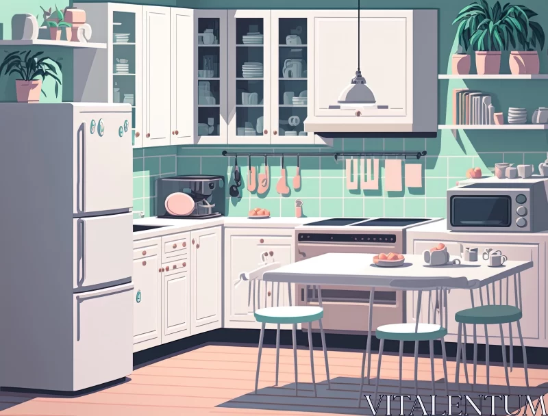 Captivating Cartoon Kitchen with Pastel Tones AI Image