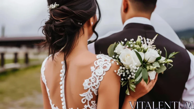 Captivating Wedding Moment: Elegant Bride and Handsome Groom AI Image