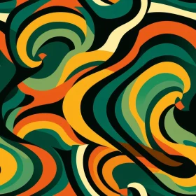 Colorful Abstract Painting on Dark Green Background