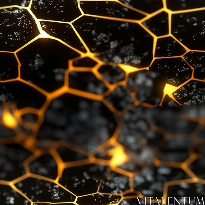 Cracked Surface 3D Rendering with Glowing Lava AI Image