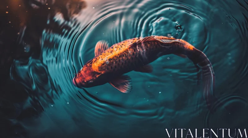 Graceful Koi Fish Swimming in Tranquil Pond AI Image
