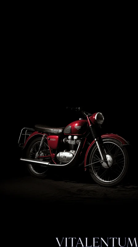 AI ART Red Motorcycle on Dark Background - Timeless Beauty