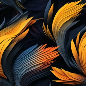 Abstract Feather Pattern - Dark Blue to Light Orange Gradient