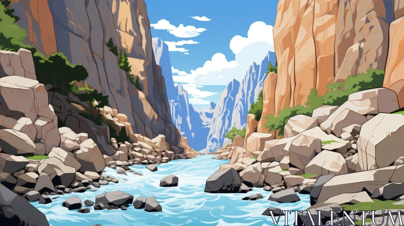 Cartoon Canyon Illustration AI Image