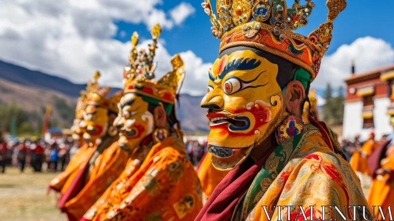 Colorful Tibetan Monks Performing Traditional Dance at Festival AI Image