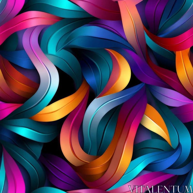 AI ART Colorful Waves Seamless Pattern