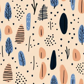Scandinavian Style Hand-Drawn Leaves Pattern