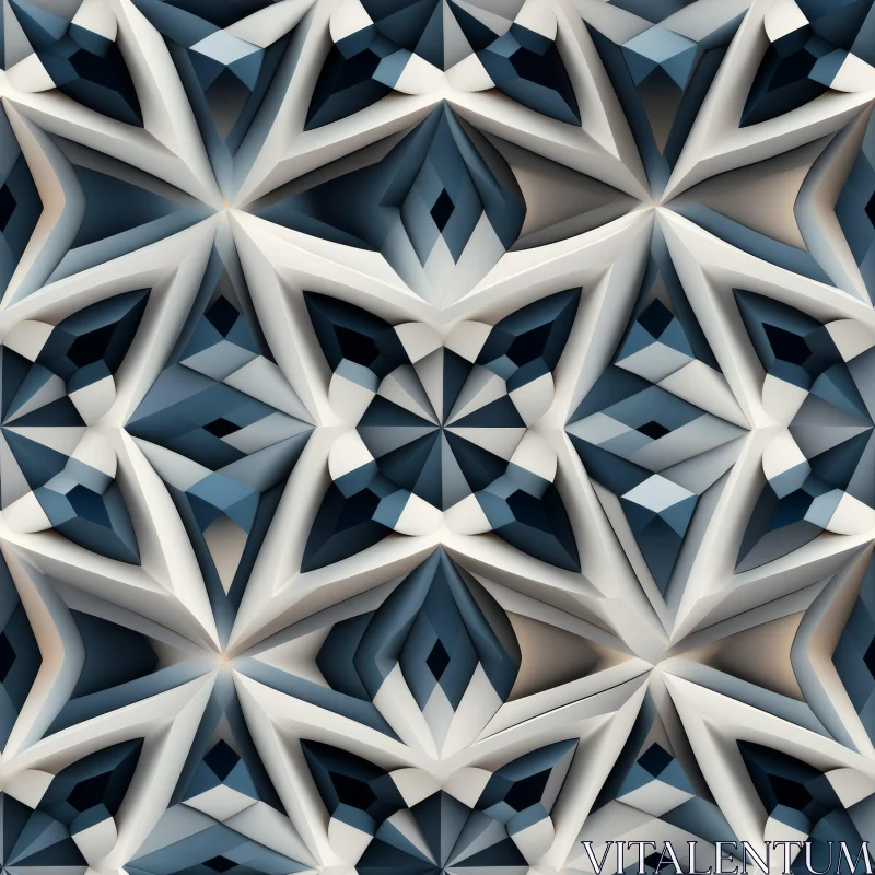 AI ART Blue and White Geometric 3D Pattern