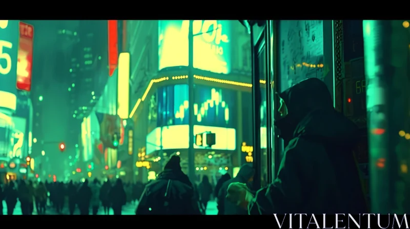 Night Street Scene: Capturing the Urban Atmosphere AI Image