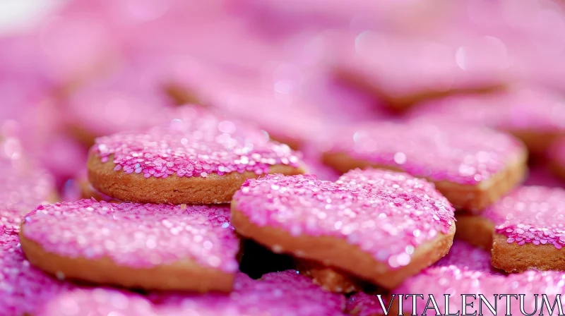 Pink Heart-shaped Cookies with Sprinkles AI Image