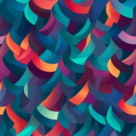 Staggered Curved Shapes Pattern in Blue, Green, Purple, and Orange