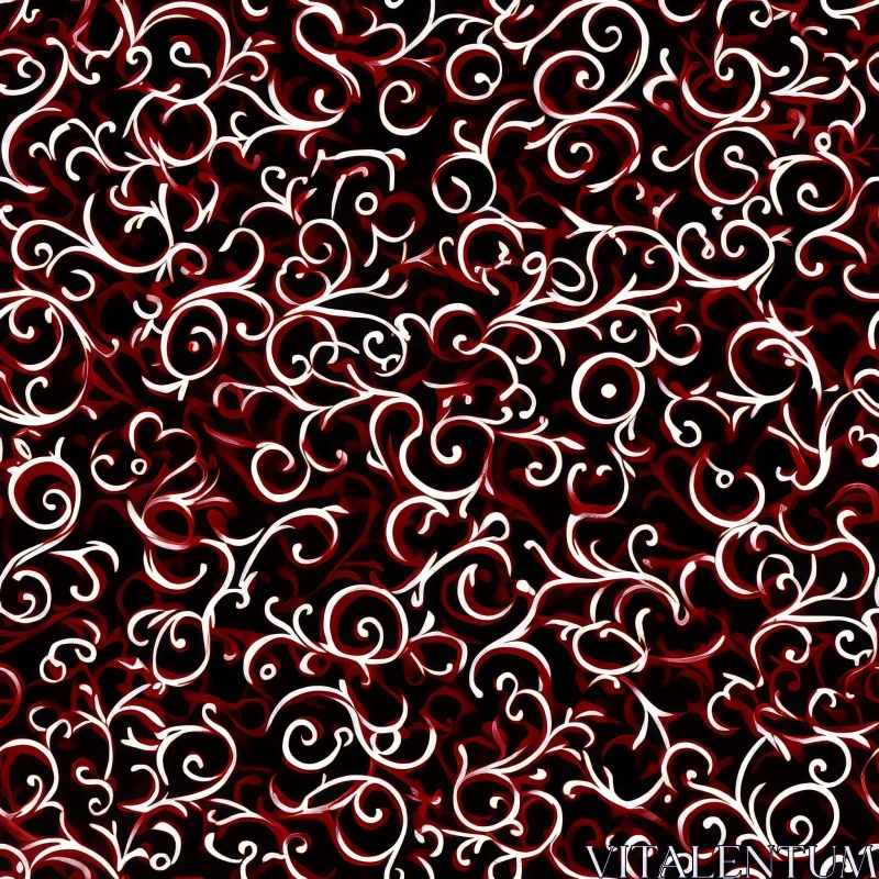 Elegant Red Floral Seamless Pattern AI Image