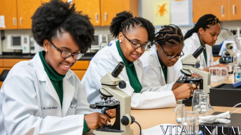 Exploration and Joy: African-American Teenagers in a Science Lab AI Image