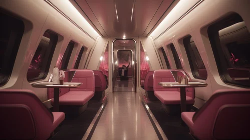 Futuristic Pink and White Train Interior