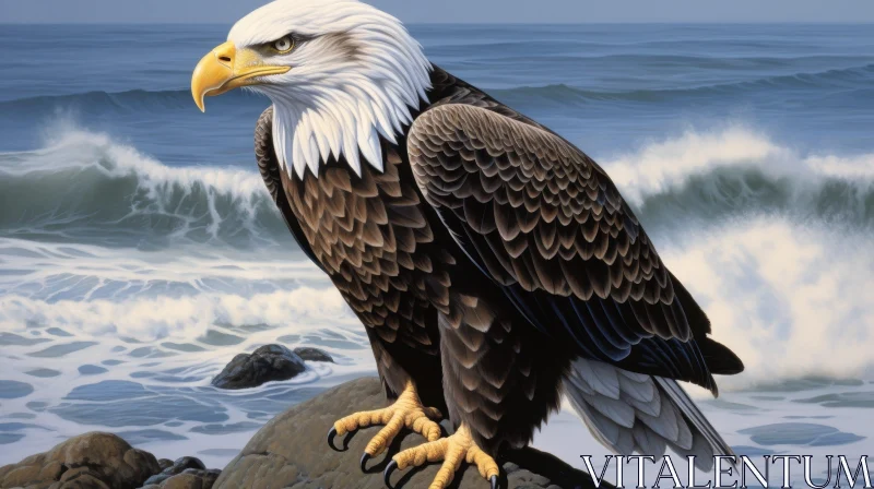 Majestic Eagle Painting by the Turbulent Waters AI Image