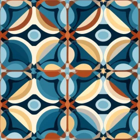 Retro Geometric Pattern with Interlocking Circles and Squares