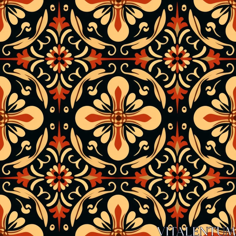 Square Decorative Tiles Pattern - Floral & Geometric Motifs AI Image