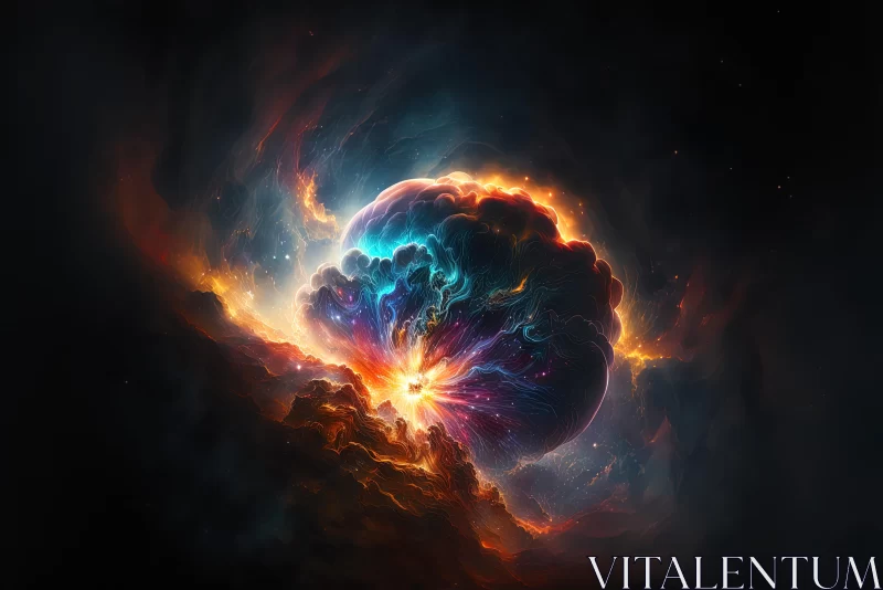 Captivating Nebula in Space - Surrealistic Energy-Filled Illustration AI Image