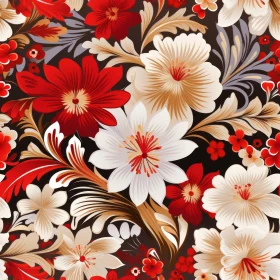Colorful Floral Pattern on Dark Background