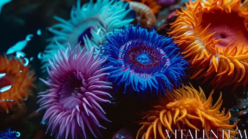 Colorful Sea Anemones Close-Up | Underwater Marine Life AI Image