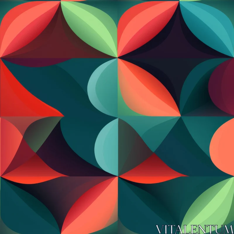 Dark Green and Teal 3D Geometric Pattern AI Image