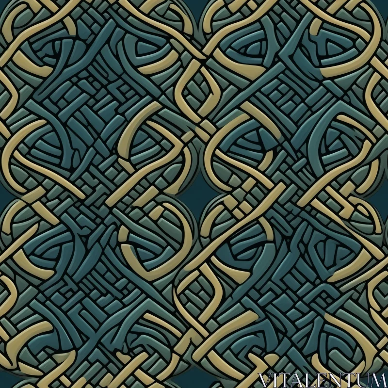Intricate Celtic Knots Pattern in Blue, Green, and Gold AI Image