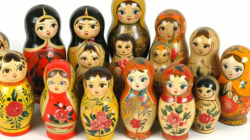 Intricate Wooden Russian Nesting Dolls - Traditional Art