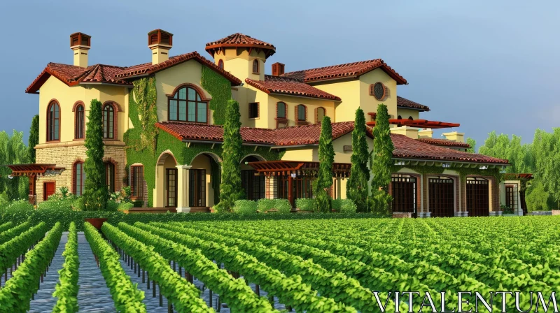 Luxurious Mansion with Green Vineyard | Architecture AI Image