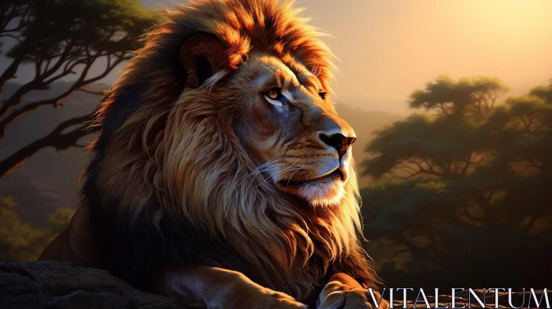 Majestic Lion Digital Painting AI Image