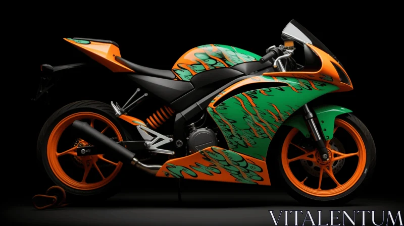 Orange and Green Motorbike Wallpaper | Hyper-Realistic Animal Illustrations AI Image