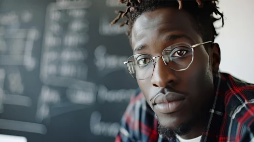 Portrait of a Young African-American Man with Dreadlocks and Glasses