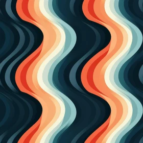 Retro Waves Seamless Pattern in Blue, Orange, White
