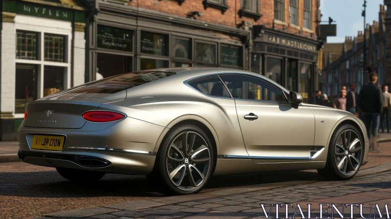 Stylish Silver Bentley Continental GT in Urban Setting AI Image