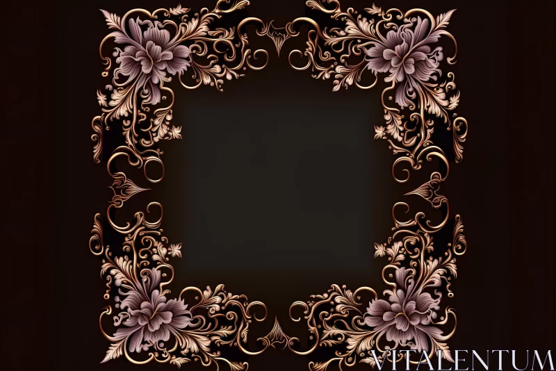 Exquisite Floral Frame on Black Background | Intricately Sculpted Design AI Image