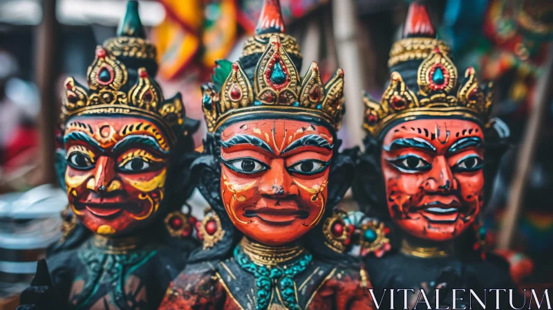 Intricate Nepalese Masks: A Captivating Display of Color and Tradition AI Image