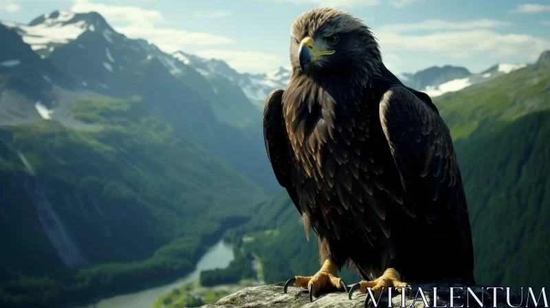 AI ART Majestic Golden Eagle in Mountain Landscape