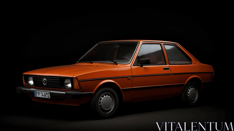 Orange Car on Dark Background | Photorealistic 1980s Rendering AI Image