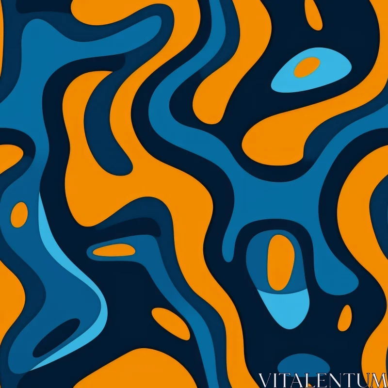 Abstract Blue and Orange Wavy Pattern Background AI Image